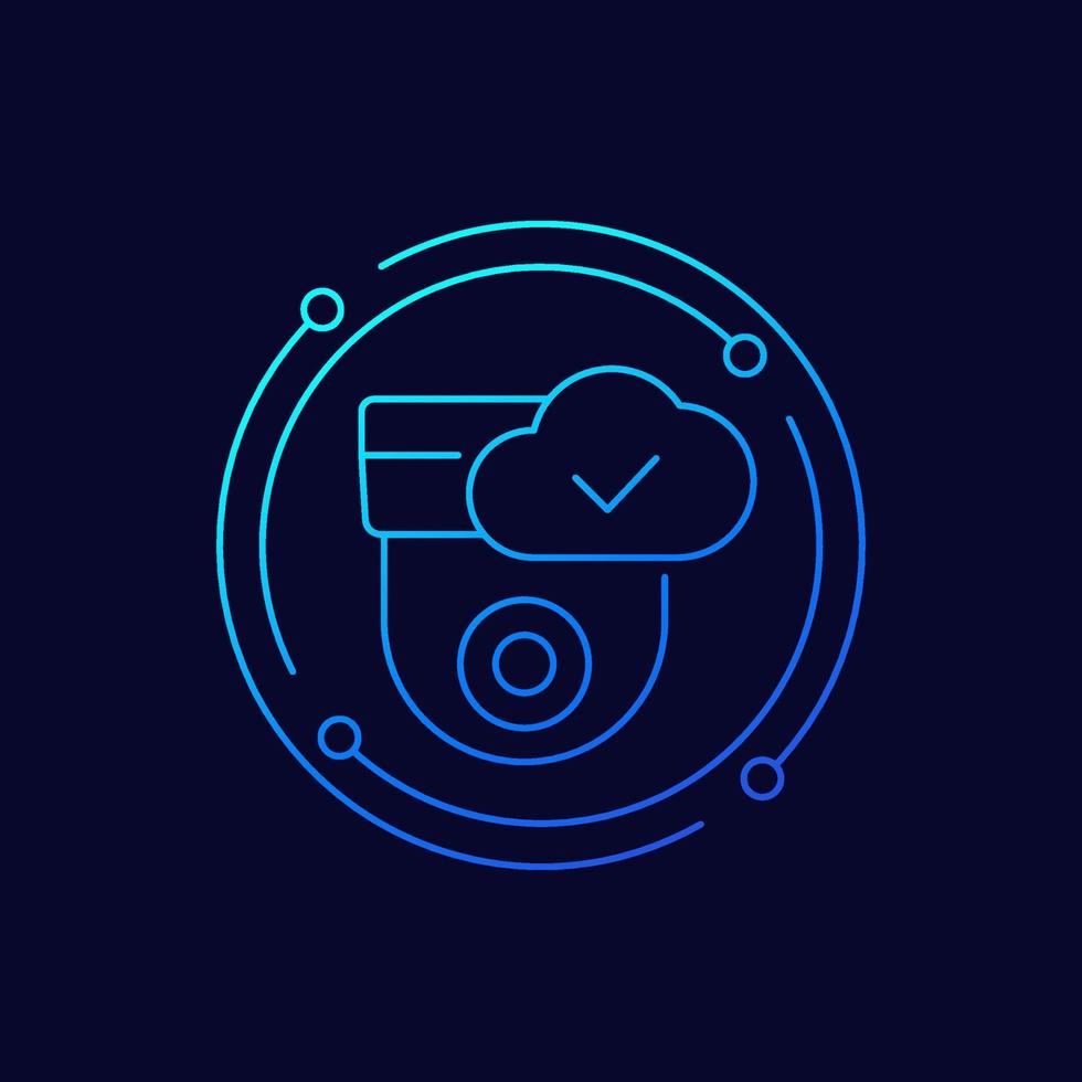 ip camera and a cloud line icon, vector