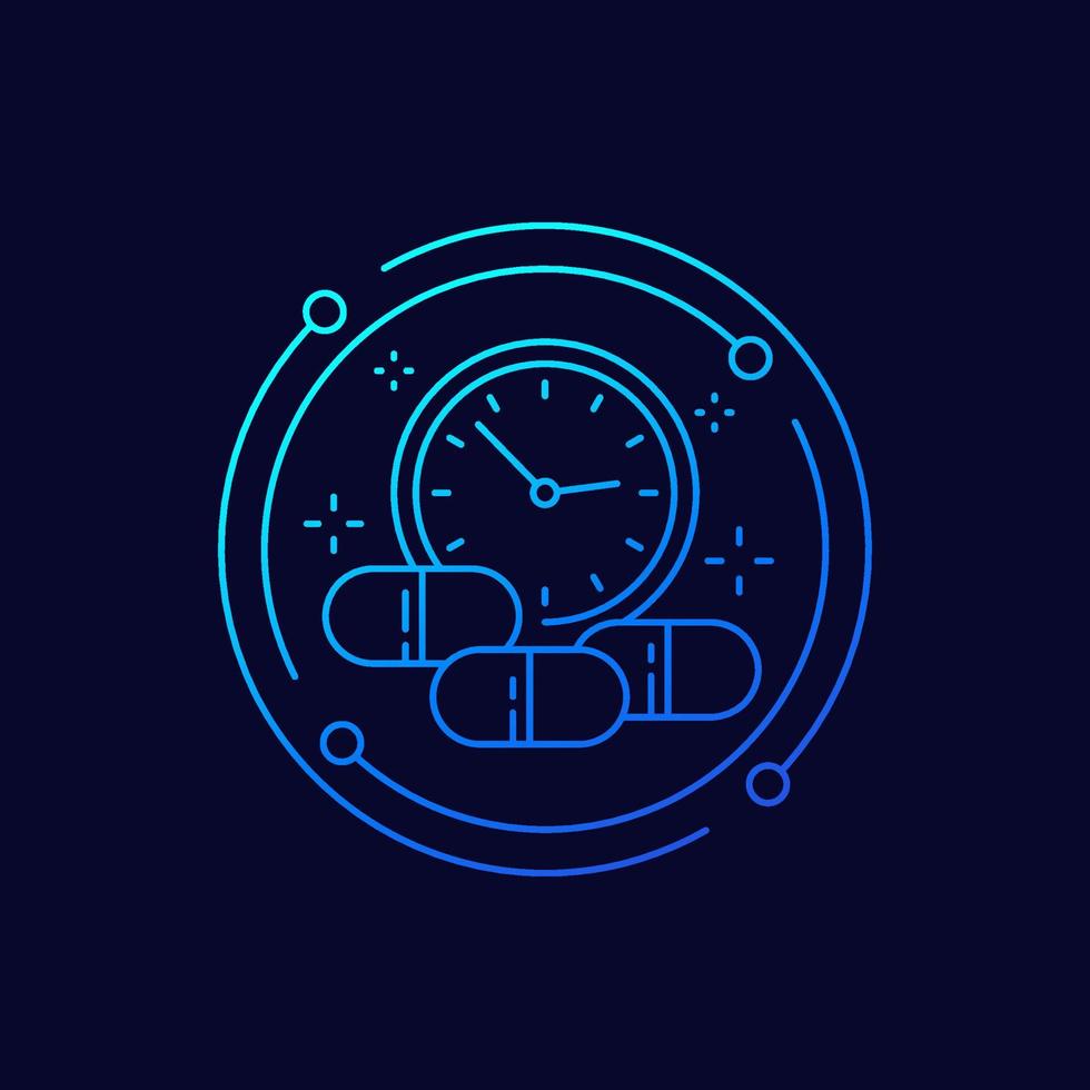 medication time line icon with pills, vector