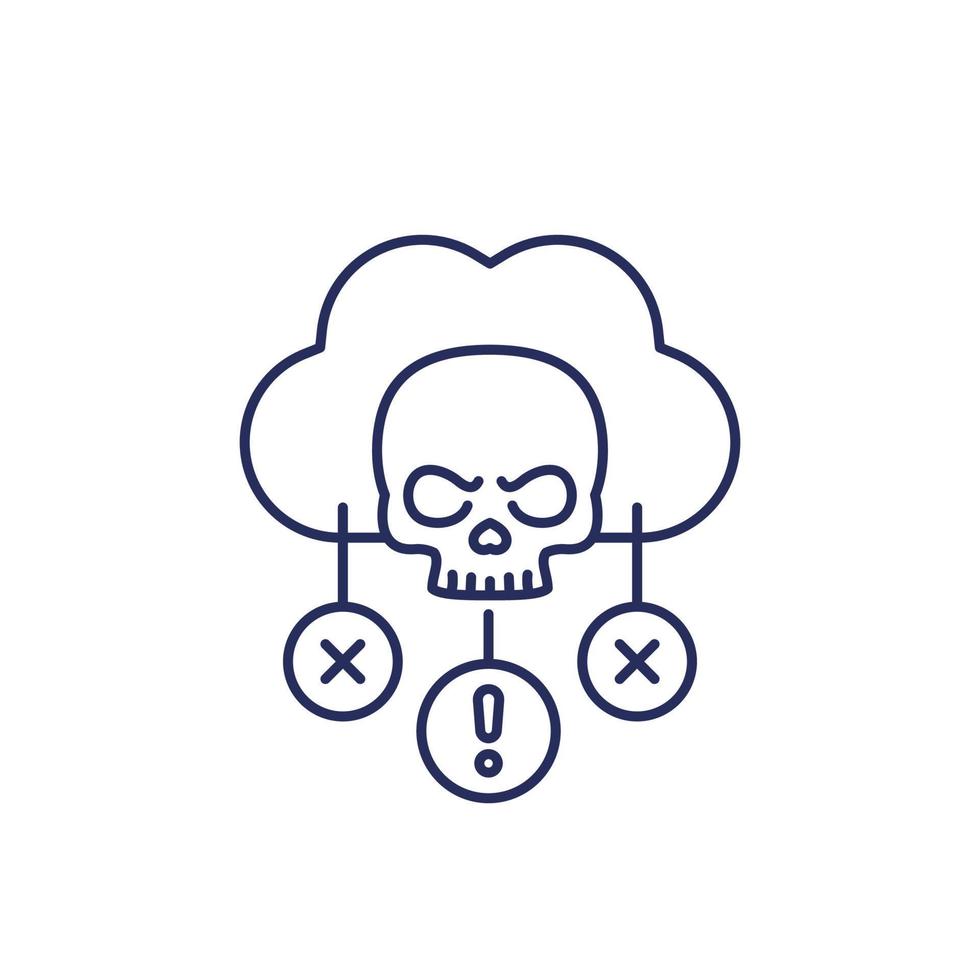 Malware in cloud line icon vector