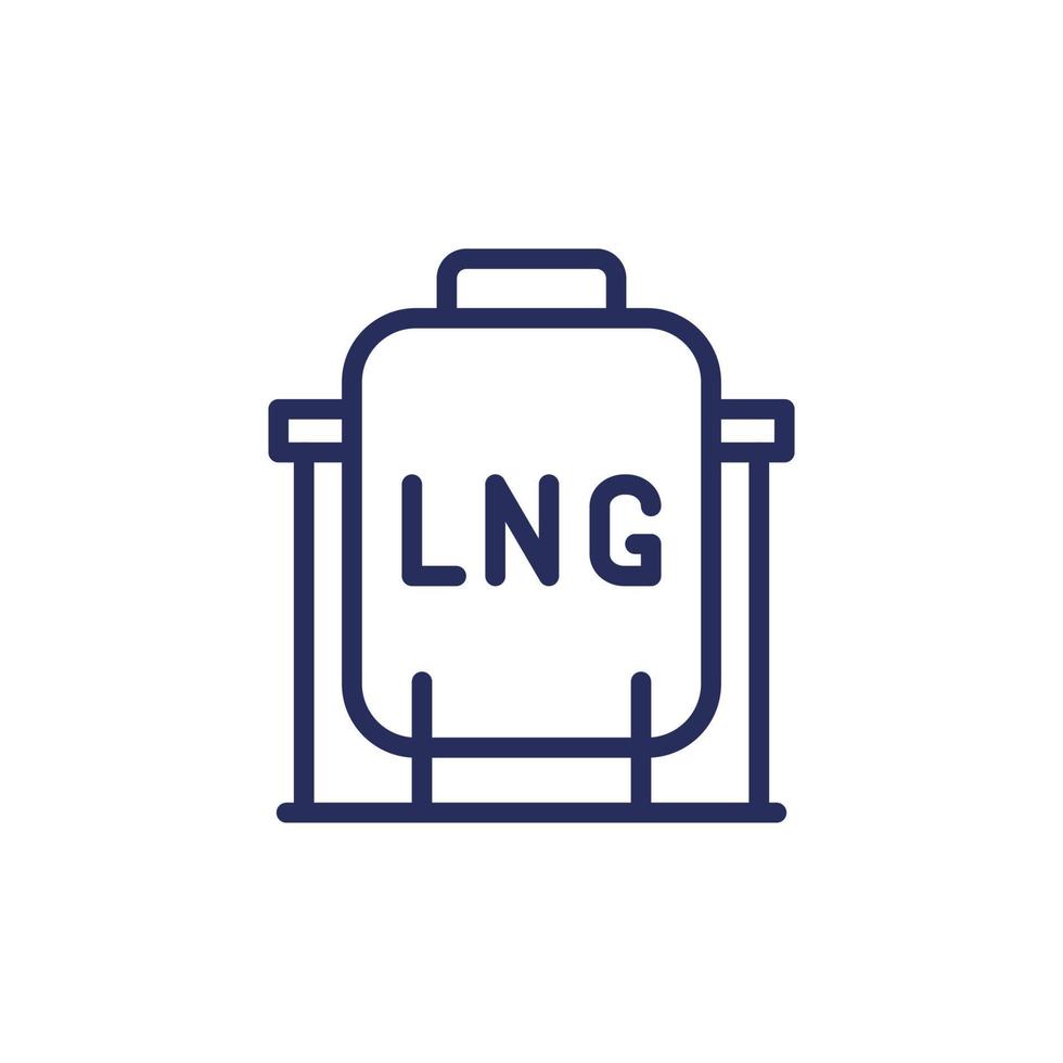 icono de línea de tanque de GNL en blanco vector