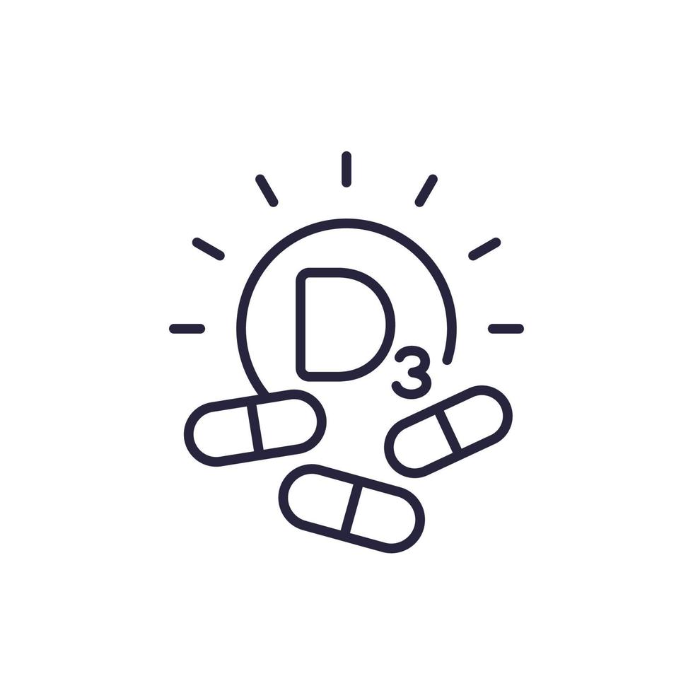 d3 vitamin pills line icon, vector