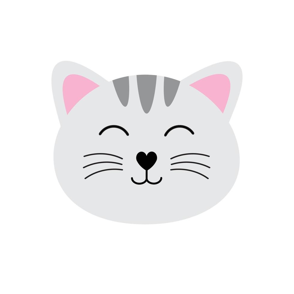 Vector flat cat face head