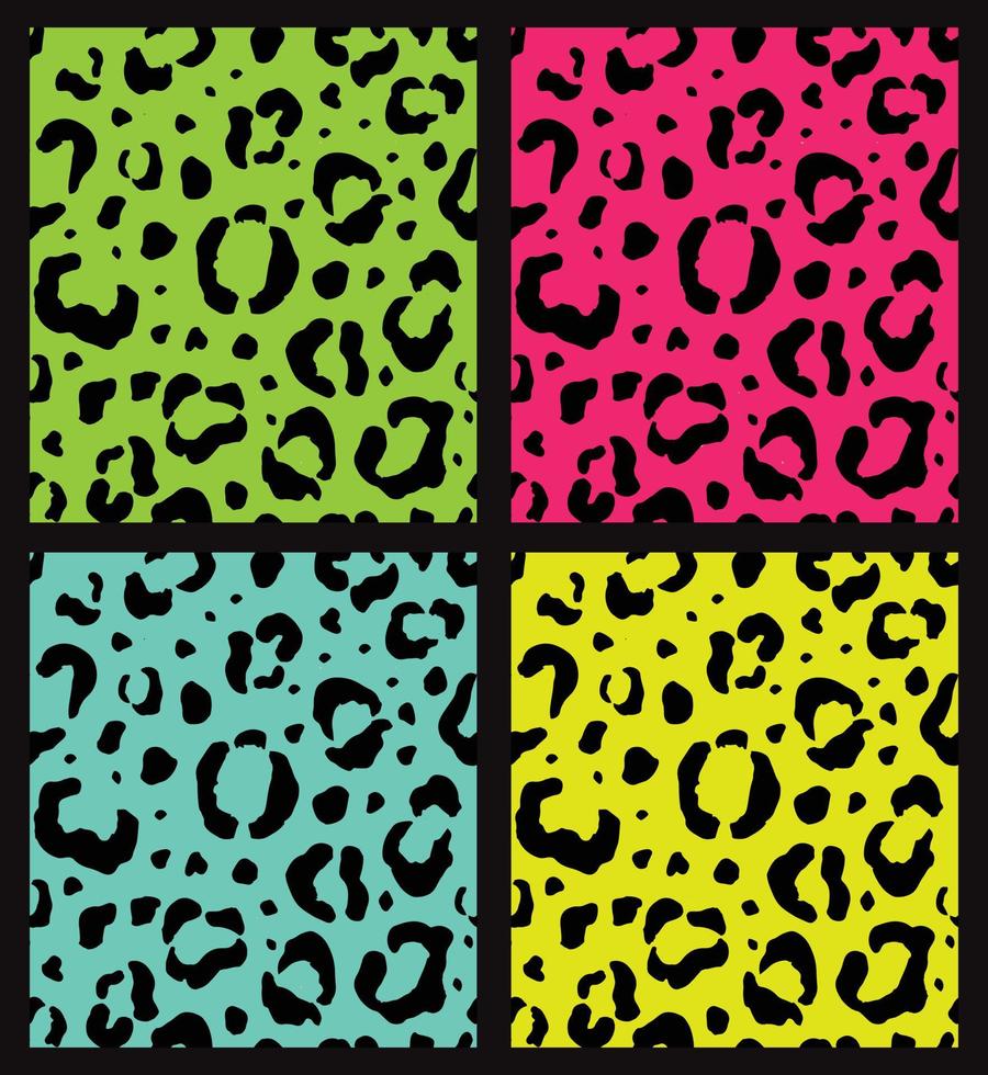 Vector set wild animal fur print seamless pattern