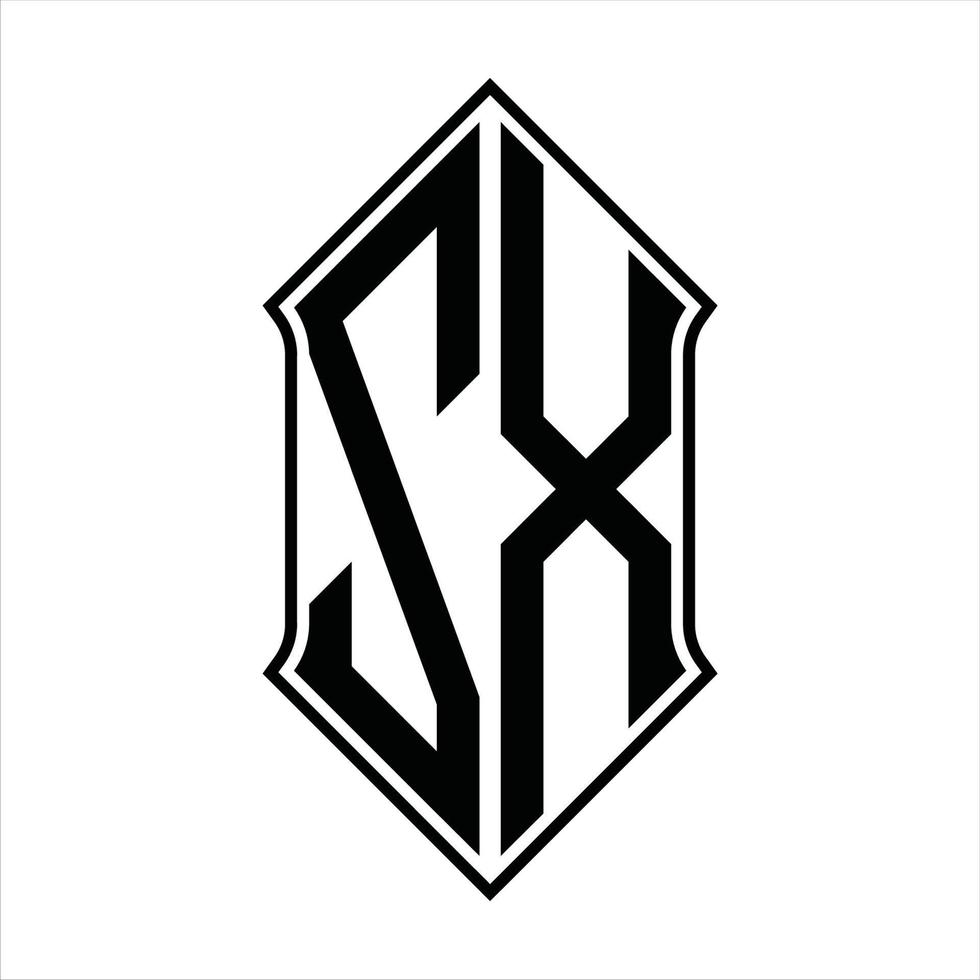 ZX Logo monogram with shieldshape and outline design template vector icon abstract