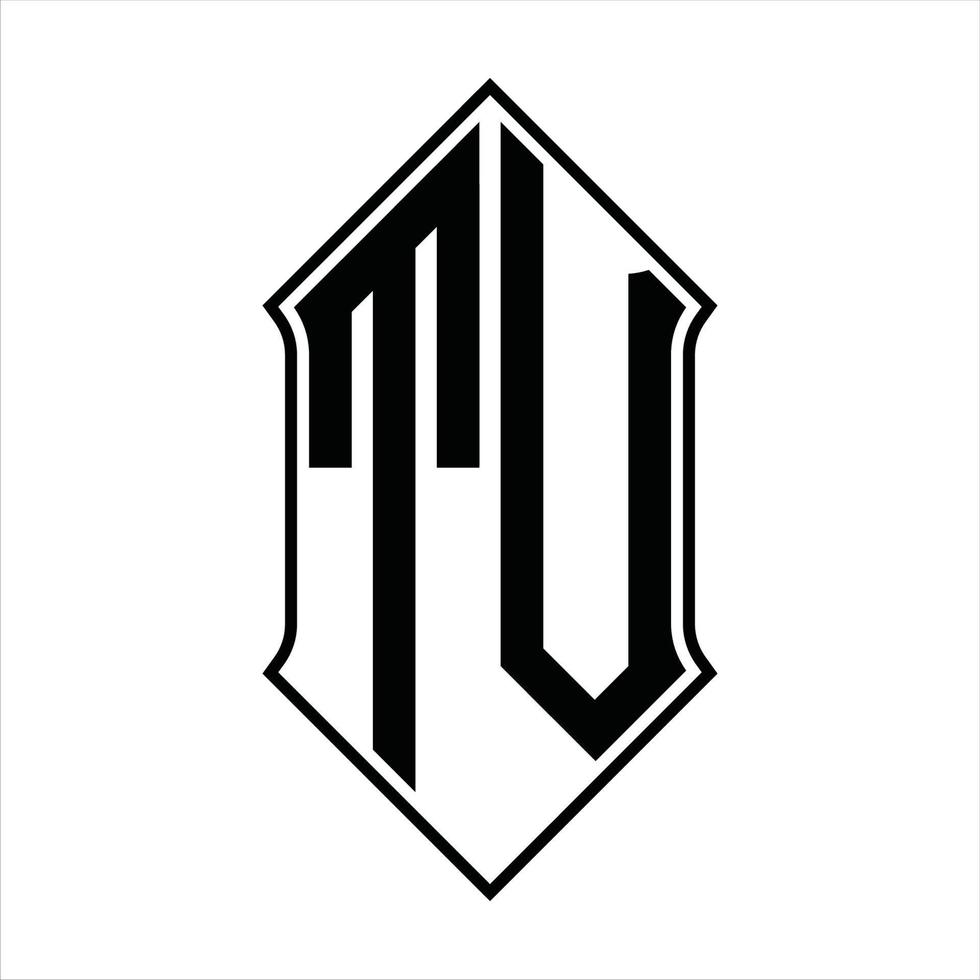 Logo monogram with shieldshape and outline design template vector icon abstract