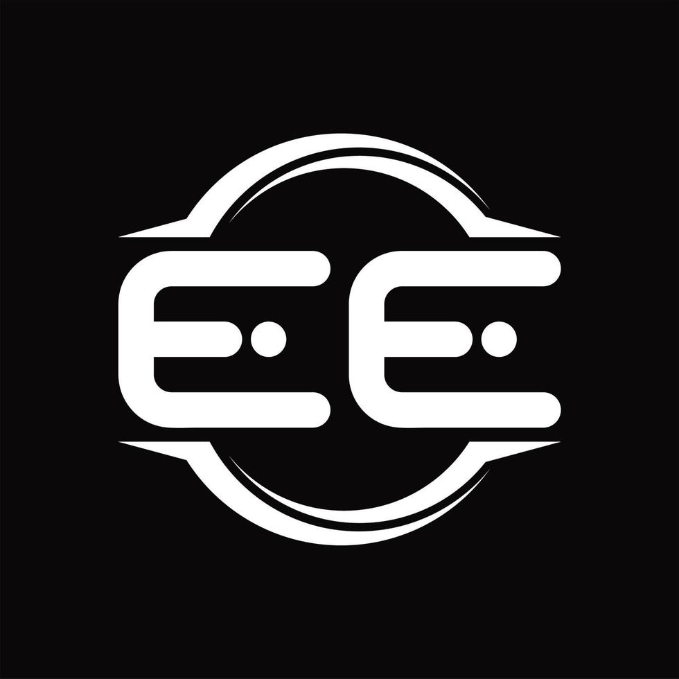monograma del logotipo ee con plantilla de diseño de forma de corte redondeado circular vector
