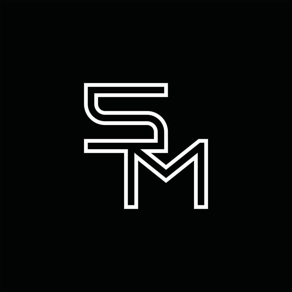 monograma de logotipo sm con plantilla de diseño de estilo de línea vector