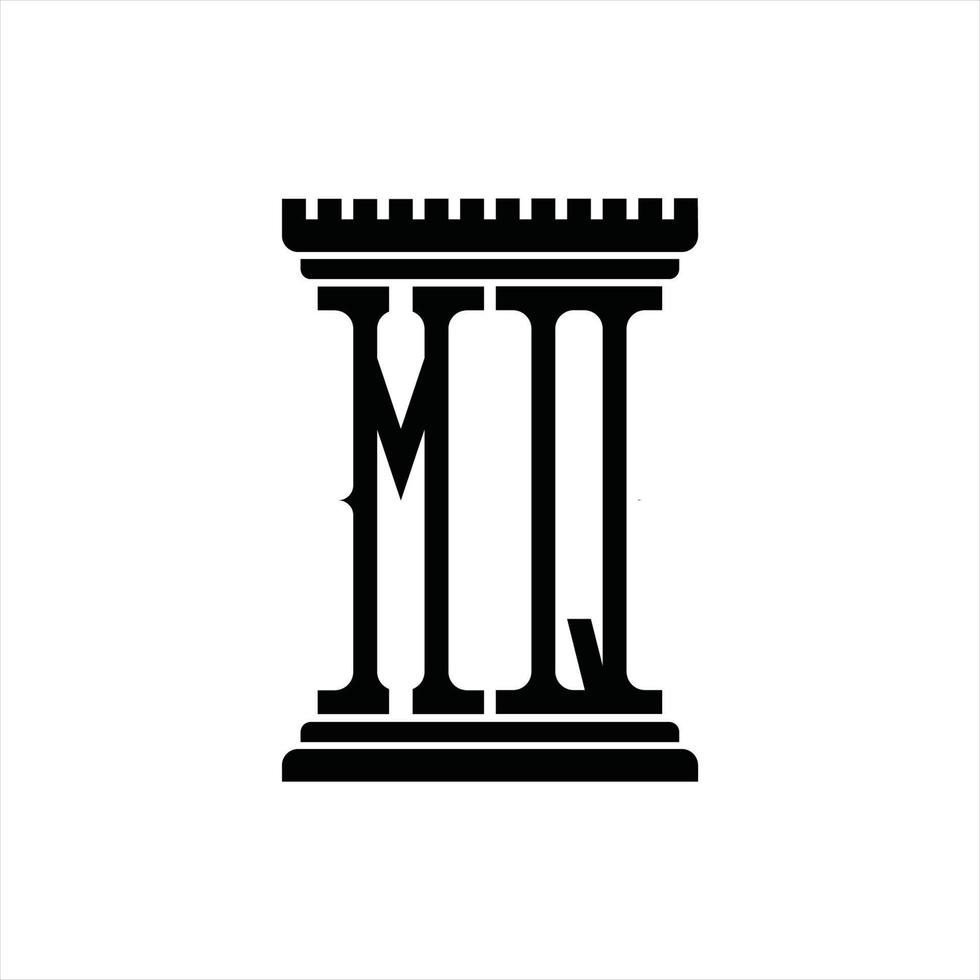 monograma de logotipo mq con plantilla de diseño de forma de pilar vector