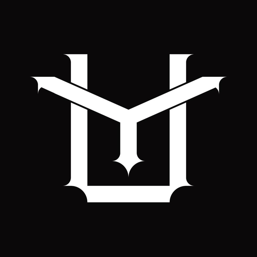 YU Logo monogram with vintage overlapping linked style design template vector