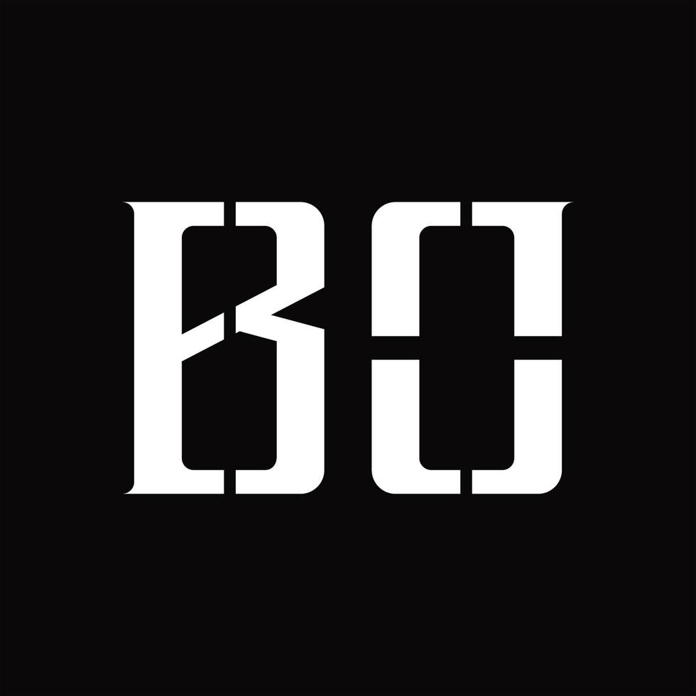 BO Logo monogram with middle slice design template vector