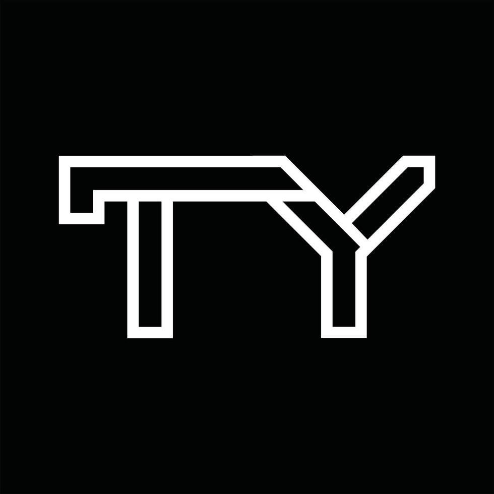 monograma del logotipo de ty con espacio negativo de estilo de línea vector