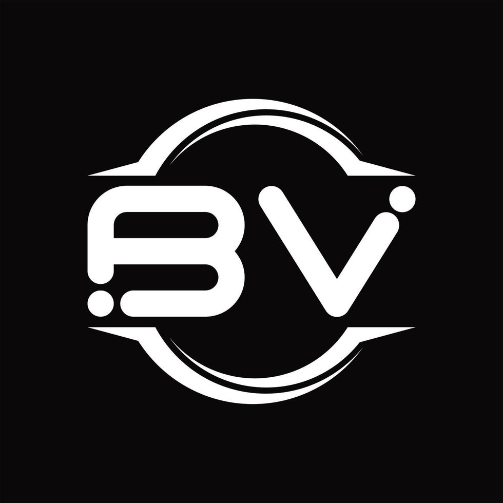 BV Logo monogram with circle rounded slice shape design template vector