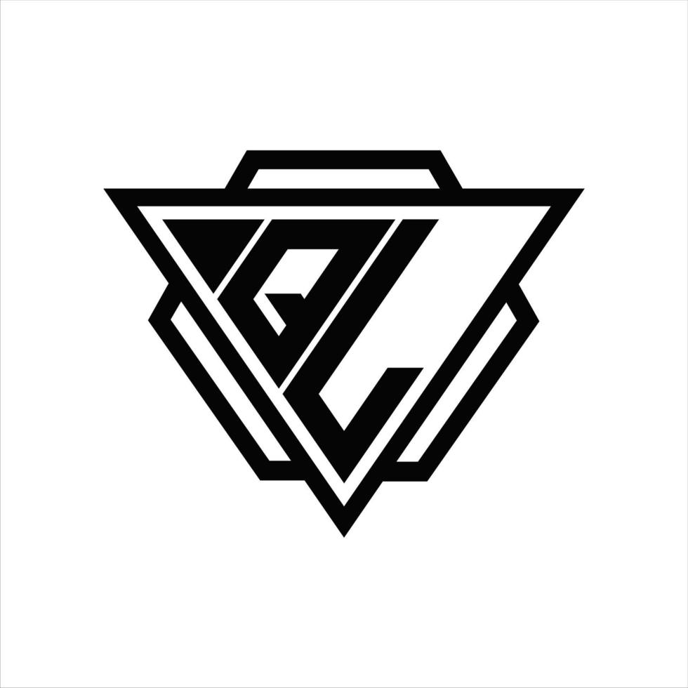 monograma del logotipo ql con plantilla de triángulo y hexágono vector