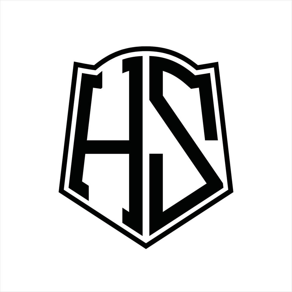 HZ Logo monogram with shield shape outline design template vector