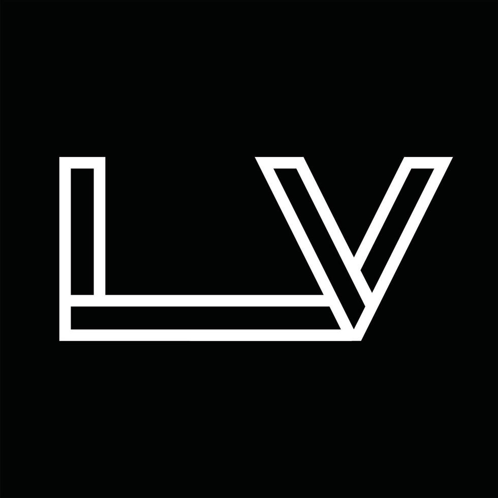 monograma del logotipo lv con espacio negativo de estilo de línea vector