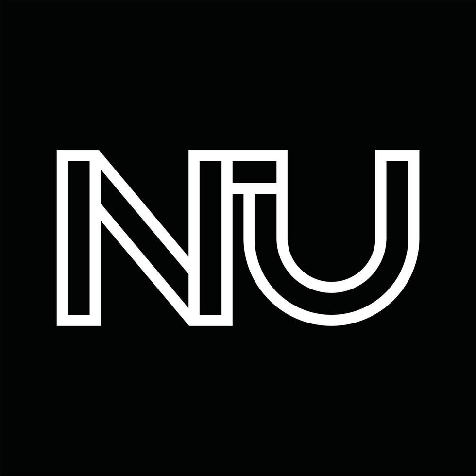 NU Logo monogram with line style negative space vector