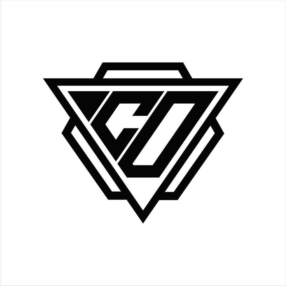 monograma del logotipo de cd con plantilla de triángulo y hexágono vector