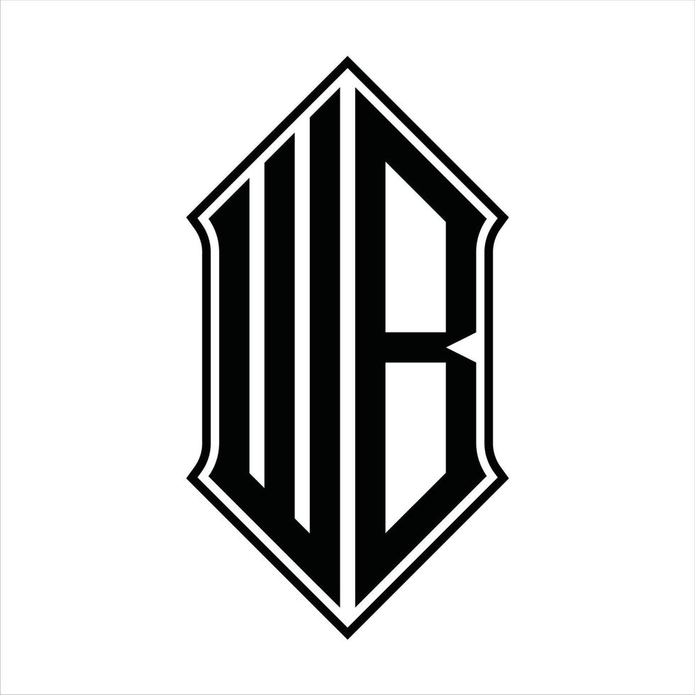 WB Logo monogram with shieldshape and outline design template vector icon abstract