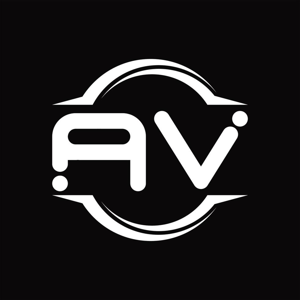 AV Logo monogram with circle rounded slice shape design template vector