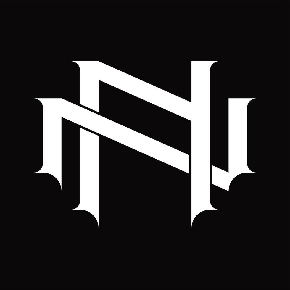 NN Logo monogram with vintage overlapping linked style design template vector