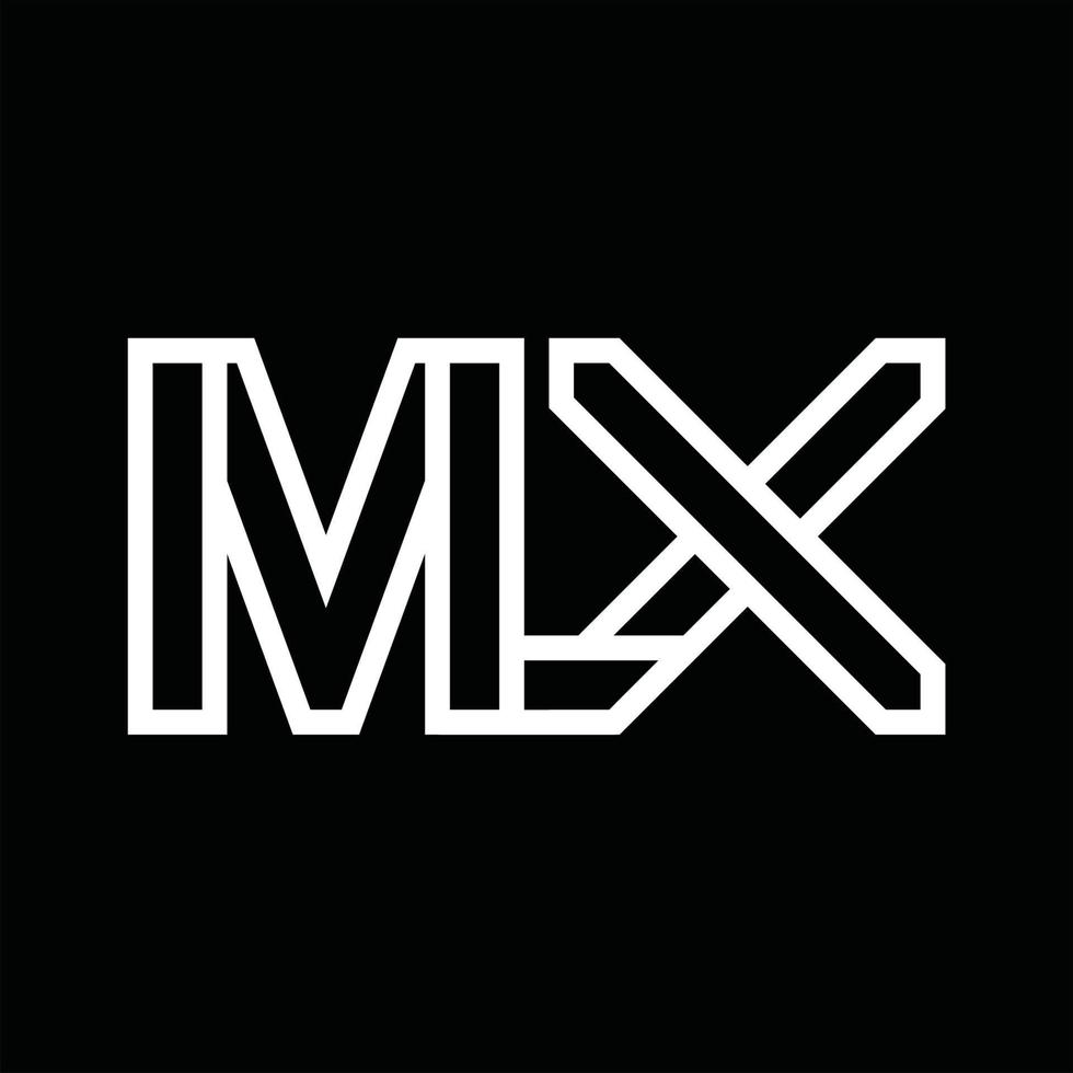 MX Logo monogram with line style negative space vector