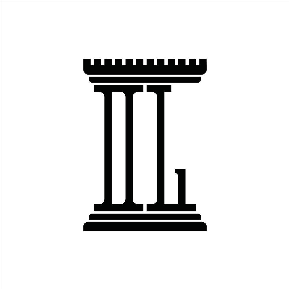 monograma de logotipo dl con plantilla de diseño de forma de pilar vector
