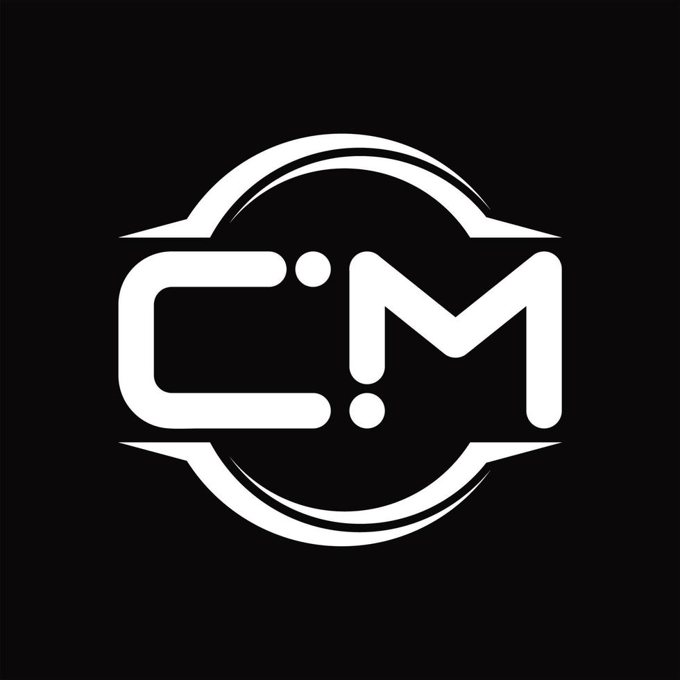 CM Logo monogram with circle rounded slice shape design template vector