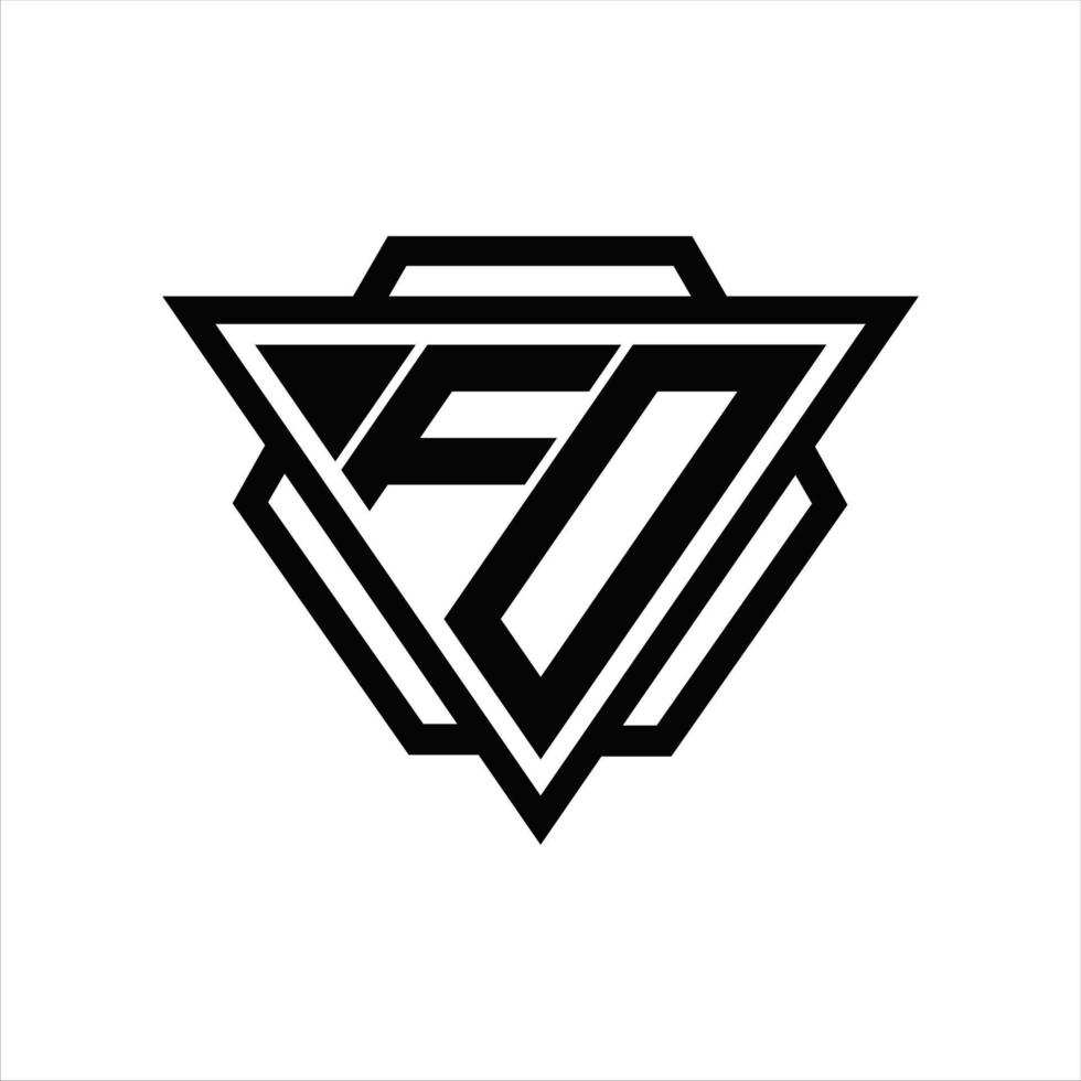 monograma de logotipo fo con plantilla de triángulo y hexágono vector