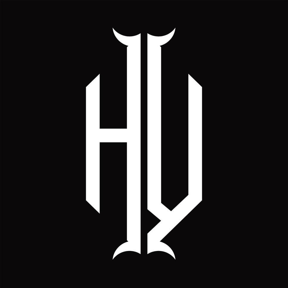 monograma de logotipo hv con plantilla de diseño de forma de cuerno vector