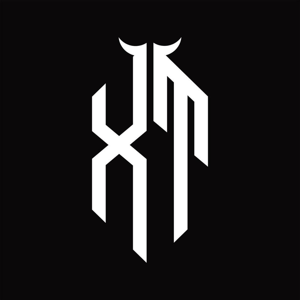 XT Logo monogram with horn shape isolated black and white design template vector