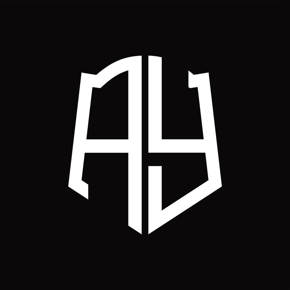 AY Logo monogram with shield shape ribbon design template 16565803