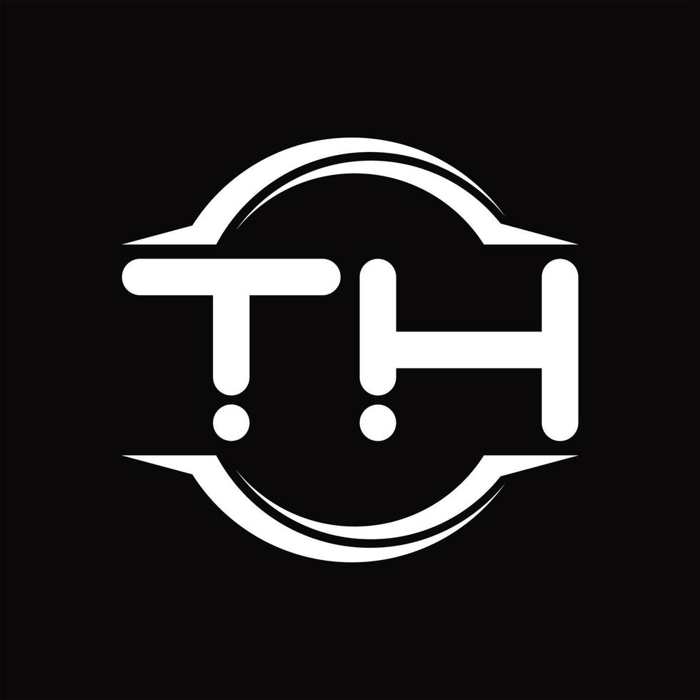 TH Logo monogram with circle rounded slice shape design template vector