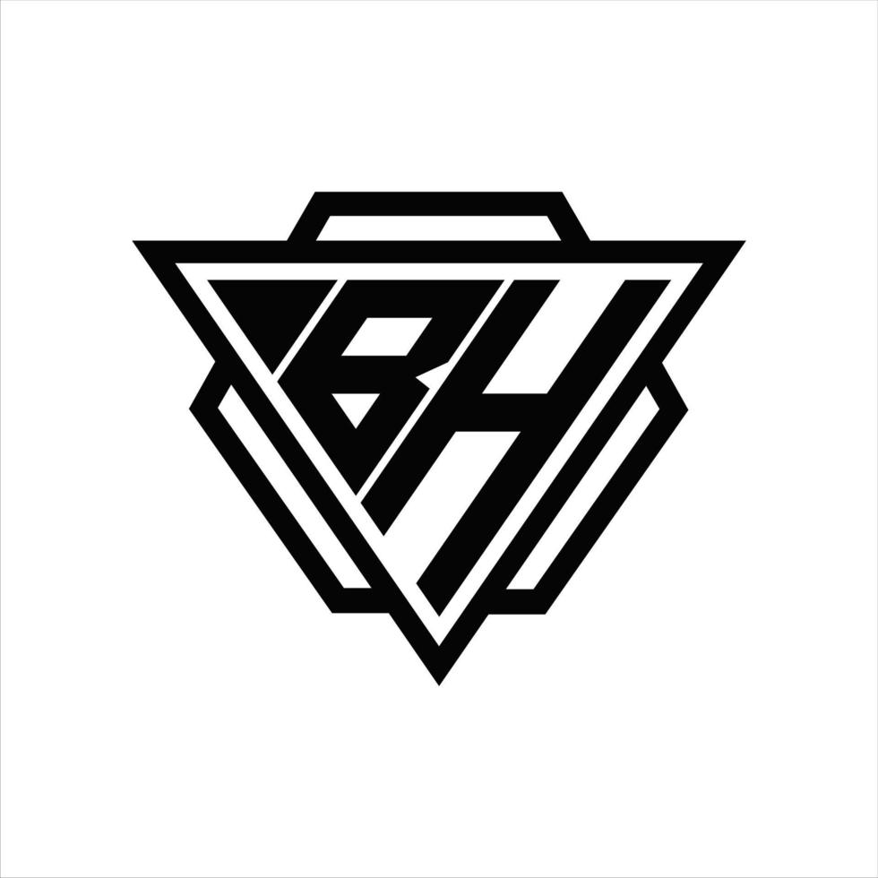 BH Logo monogram with triangle and hexagon template vector