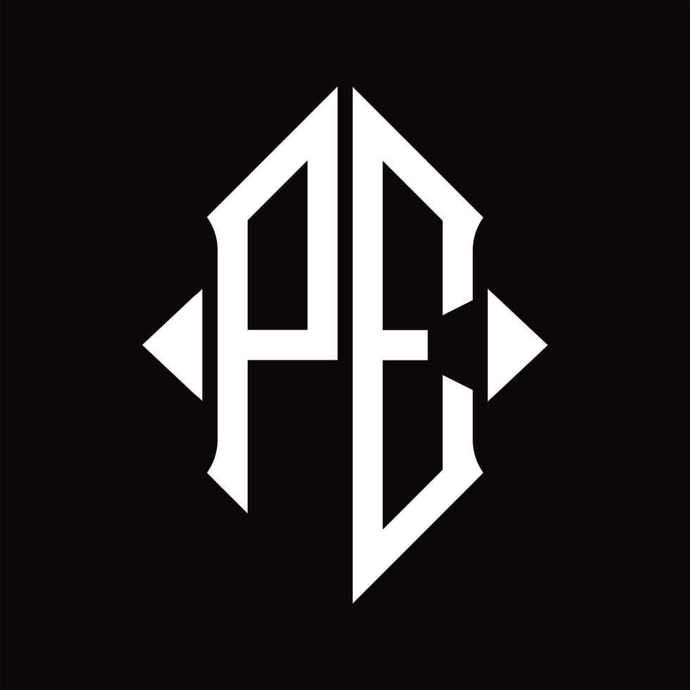PE Logo monogram with shield shape isolated design template vector