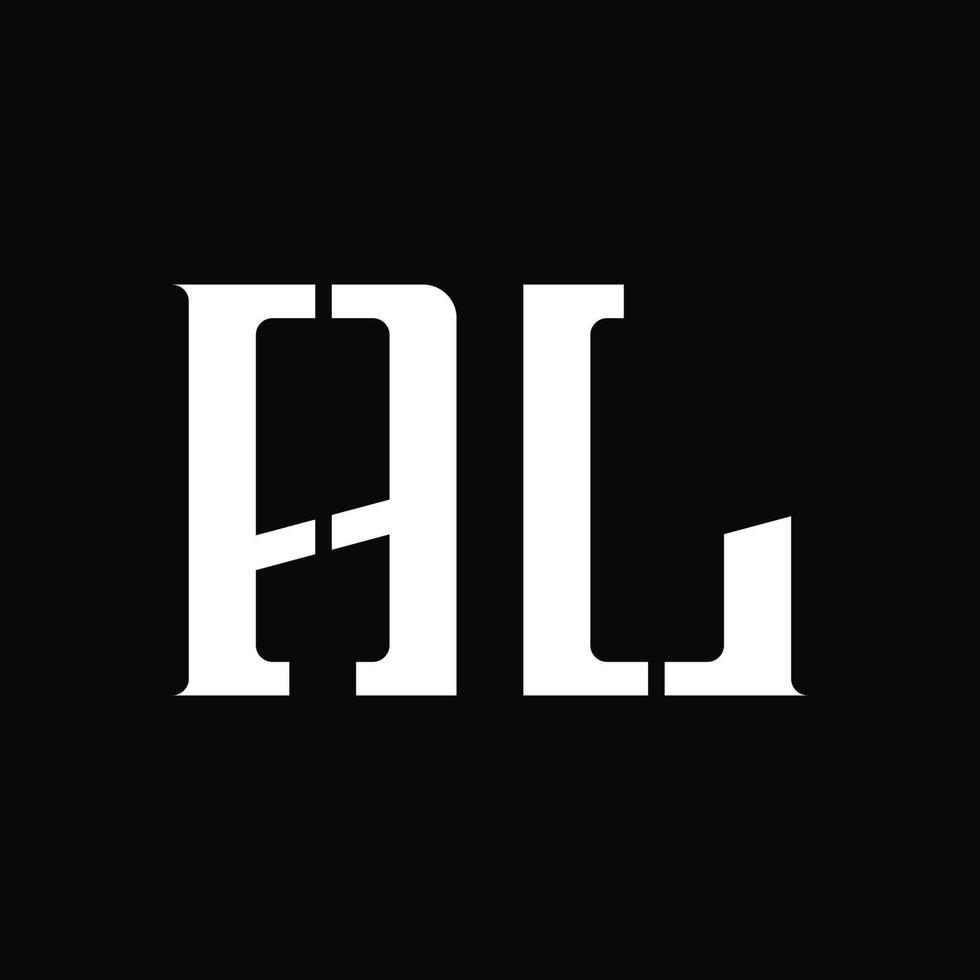 AL Logo monogram with middle slice design template vector