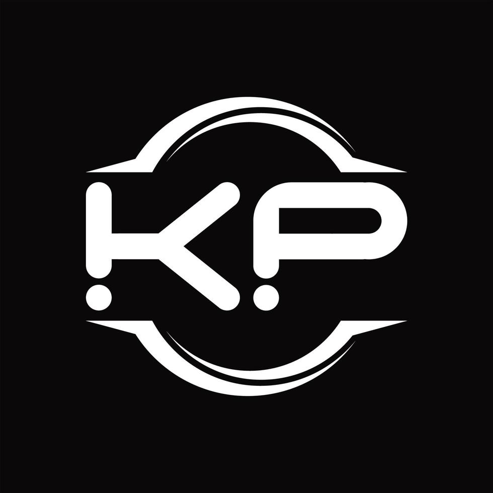 KP Logo monogram with circle rounded slice shape design template vector