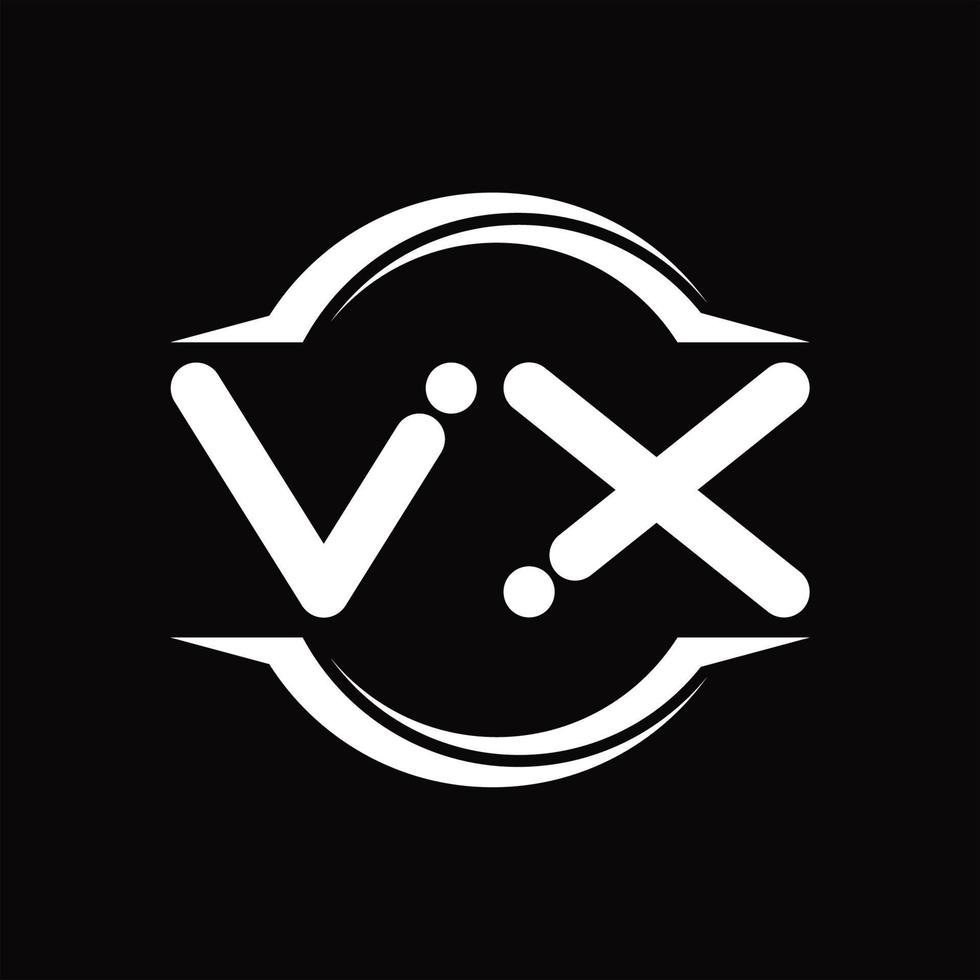 monograma del logotipo vx con plantilla de diseño de forma de corte redondeado circular vector
