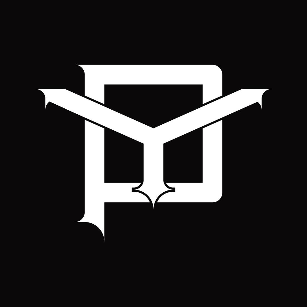 monograma del logotipo yp con plantilla de diseño de estilo vinculado superpuesto vintage vector
