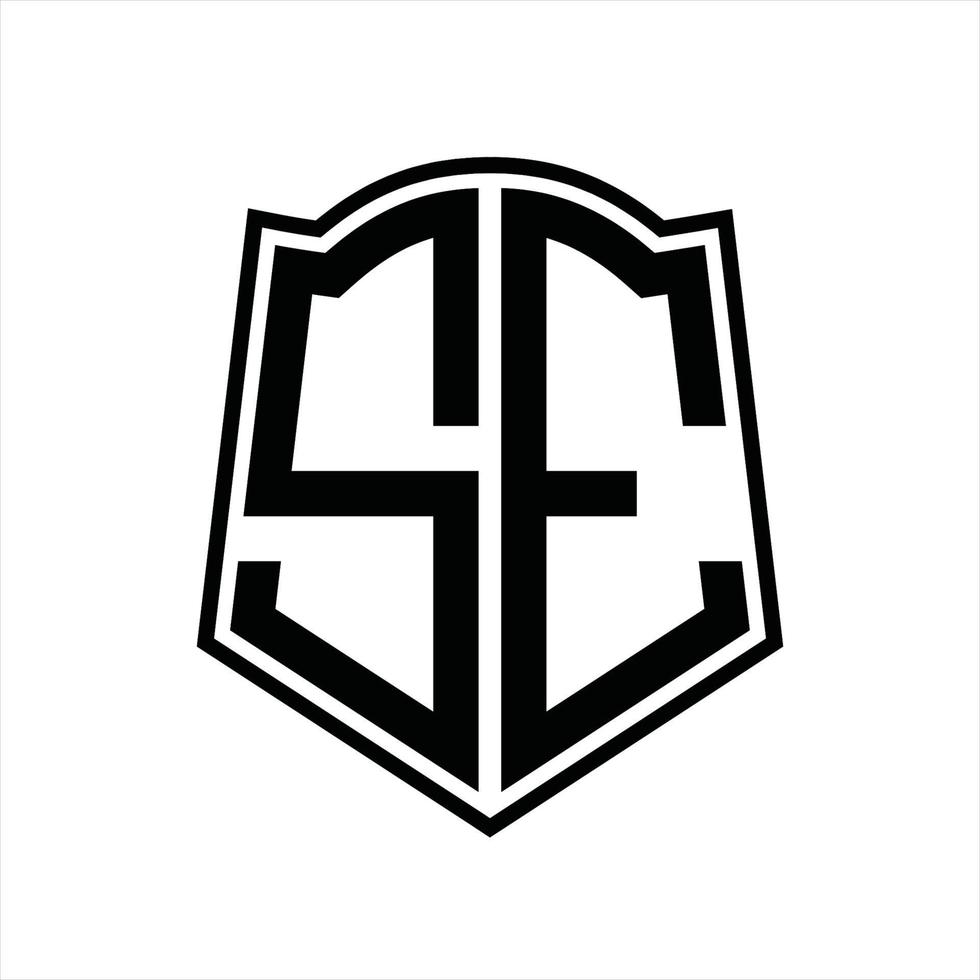 SE Logo monogram with shield shape outline design template vector