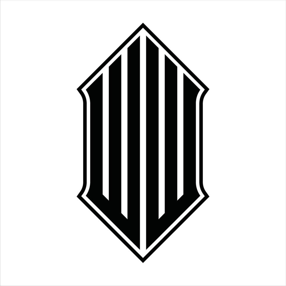 WW Logo monogram with shieldshape and outline design template vector icon abstract