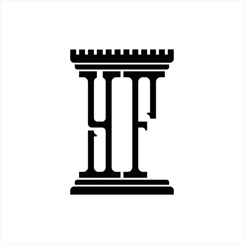 monograma del logotipo yf con plantilla de diseño de forma de pilar vector