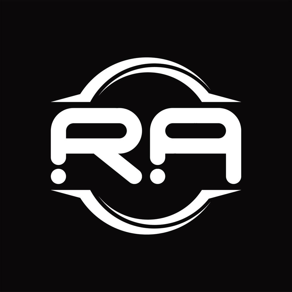 RA Logo monogram with circle rounded slice shape design template vector