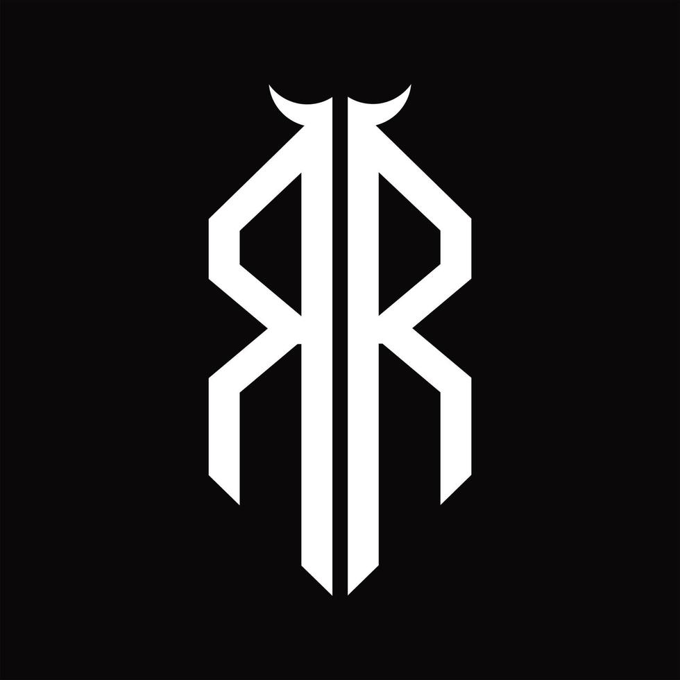 RR Logo monogram with horn shape isolated black and white design template vector