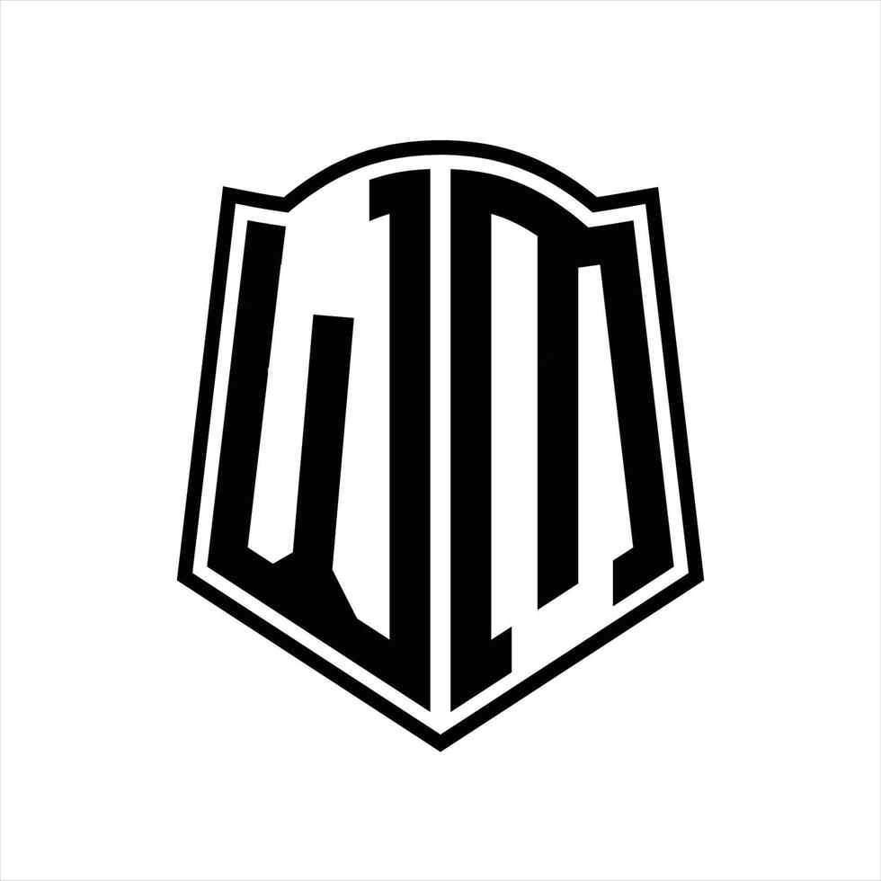 WM Logo monogram with shield shape outline design template vector