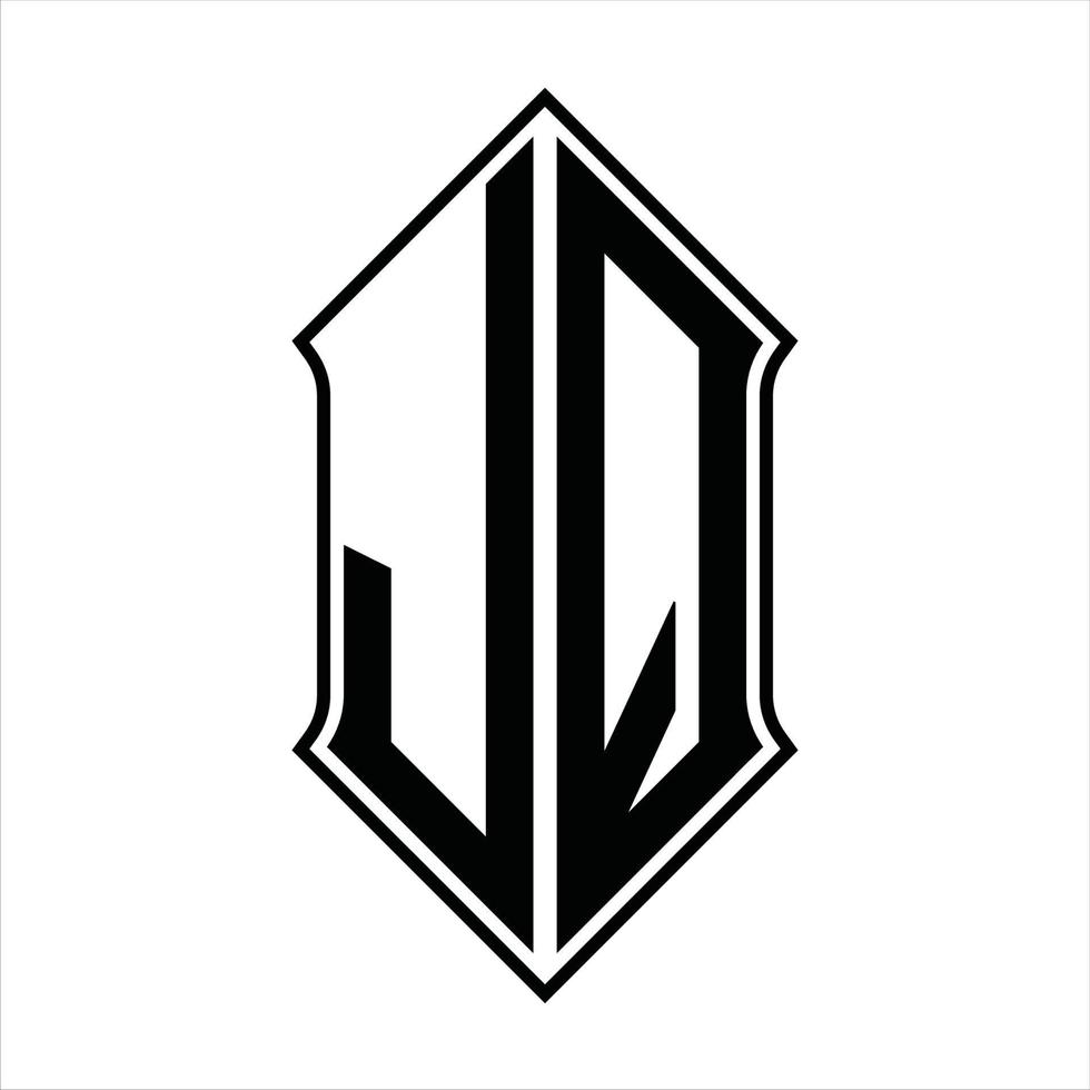 Logo monogram with shieldshape and outline design template vector icon abstract