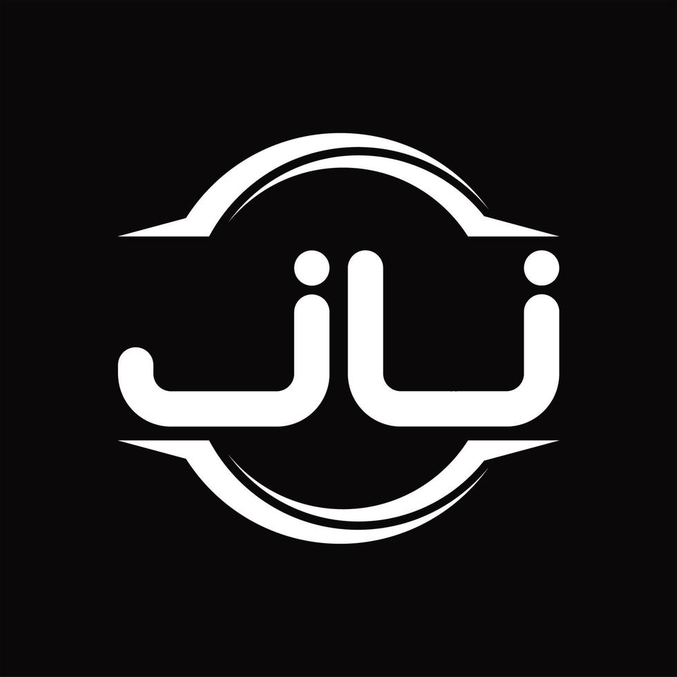 monograma del logotipo ju con plantilla de diseño de forma de corte redondeado circular vector
