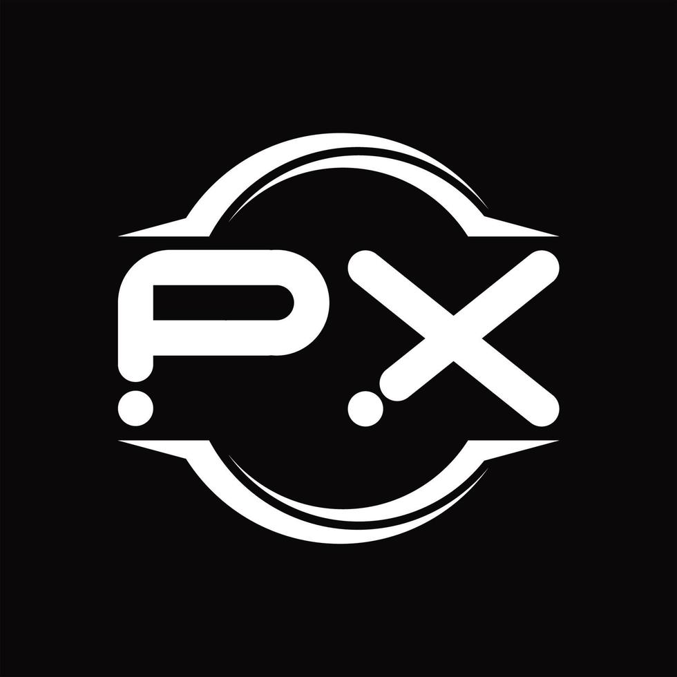 monograma de logotipo px con plantilla de diseño de forma de corte redondeado circular vector