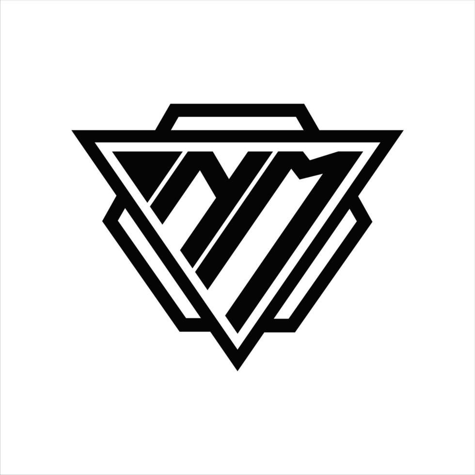 NM Logo monogram with triangle and hexagon template vector