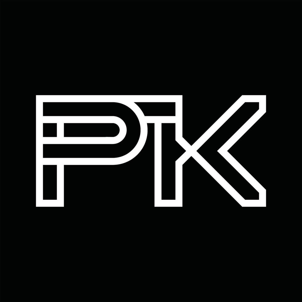 monograma del logotipo de pk con espacio negativo de estilo de línea vector