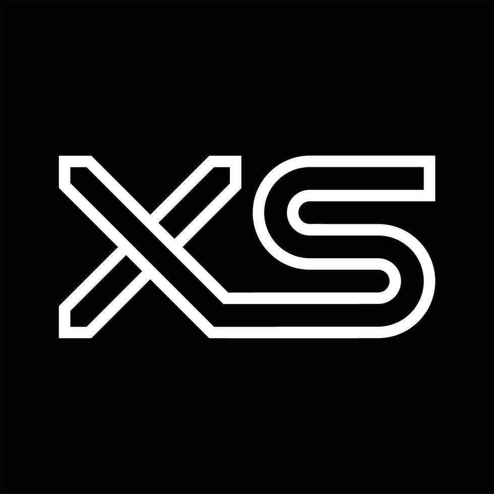 monograma del logotipo xs con espacio negativo de estilo de línea vector